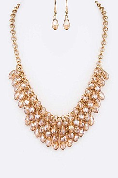 Fringe Crystal Beads Fashion Necklace Set