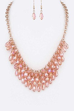 Fringe Crystal Beads Fashion Necklace Set