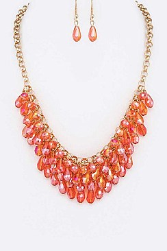 Fringe Crystal Beads Fashion Necklace Set