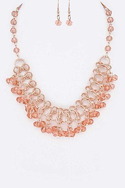Crystal Drop Fashion Necklace Set