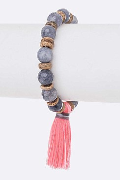 Genuine Stone Tassel Stretch Bracelet