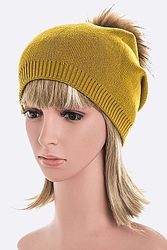 Stylish Raccoon Fur Pom Pom Slouchy Beanie LA-EMH8576