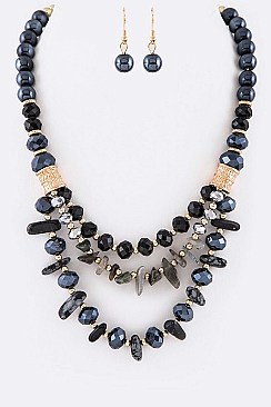 ASSORTED STONE CRYSTAL NECKLACE SET