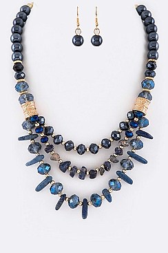 ASSORTED STONE CRYSTAL NECKLACE SET