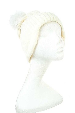 EAR FLAP WINTER POMPOM BEANIE