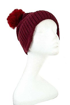 EAR FLAP WINTER POMPOM BEANIE
