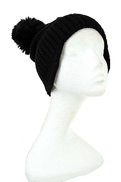 EAR FLAP WINTER POMPOM BEANIE