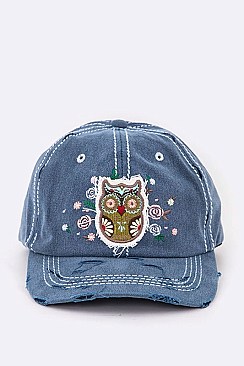 Owl Embroidered Vintage Cap LA-T13OWL01