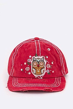 Owl Embroidered Vintage Cap LA-T13OWL01