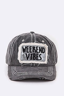 WEEKEND VIBES Glittered Distressed Cap LA-T13WKN03