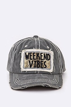 WEEKEND VIBES Glittered Distressed Cap LA-T13WKN03