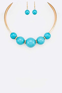 CHUNKY BEADS COLLAR NECKLACE SET