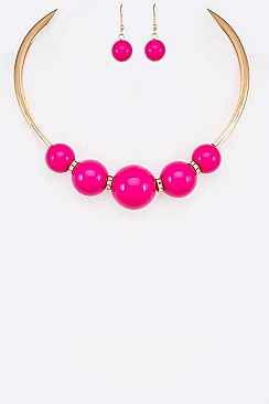 CHUNKY BEADS COLLAR NECKLACE SET