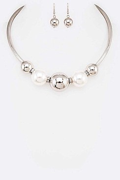 CHUNKY BEADS COLLAR NECKLACE SET