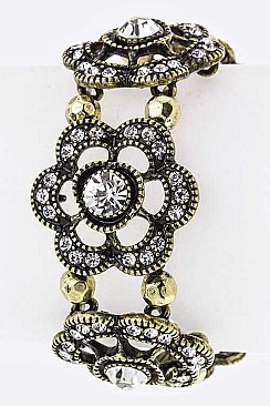 Posh Crystal Flowers Stretch Fashion Bracelet LA28-B2833