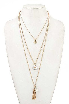 FLORAL CHAIN TASSEL PENDANT NECKLACE