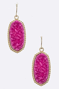Classic Oval Druzy Stone Earrings LA-VE1549Z
