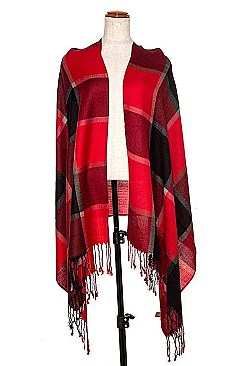 FRINGED END PLAID PATTERN SCARF