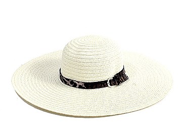 Buckled Wide Brim Straw Hat