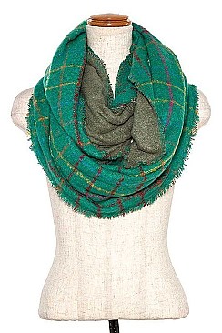 FRINGE TRIM CHECKERED INFINITY SCARF