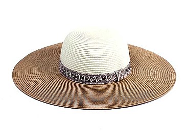 2Tone Ribbon Accent Straw Hat