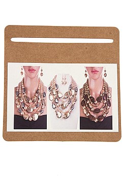 CHUNKY GOLD ACCENT BEAD NECKLACE SET
