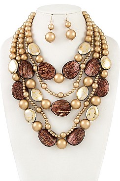 CHUNKY GOLD ACCENT BEAD NECKLACE SET