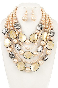 CHUNKY GOLD ACCENT BEAD NECKLACE SET