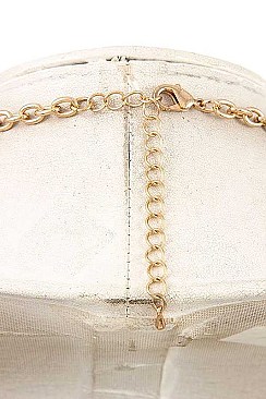 OVAL STONE BIB METAL LINK NECKLACE SET
