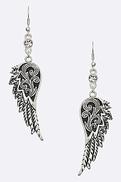 Crystal & Filigree Wing Earrings