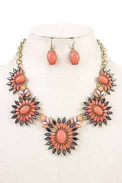 FLORAL STONE BIB NECKLACE SET