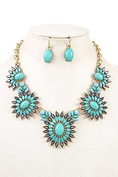 FLORAL STONE BIB NECKLACE SET