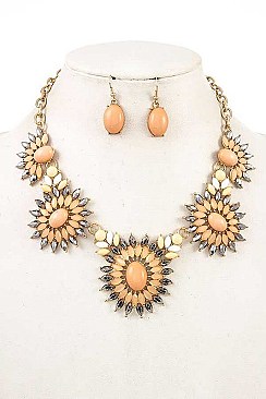 FLORAL STONE BIB NECKLACE SET