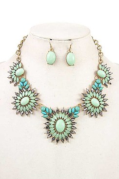FLORAL STONE BIB NECKLACE SET