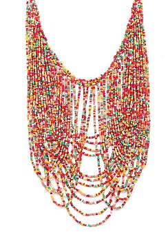 STYLISH LUSH SEED BEAD FASHION BIB NECKLACE JYMNE-6517