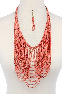 STYLISH LUSH SEED BEAD FASHION BIB NECKLACE JYMNE-6517