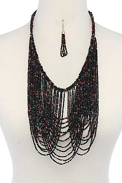 STYLISH LUSH SEED BEAD FASHION BIB NECKLACE JYMNE-6517