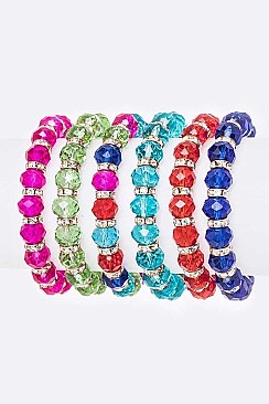PACK OF 12 MIX GLASS BEADS STRETCH BRACELET