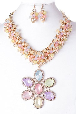 Posh Mix Crystal Flower Necklace Set