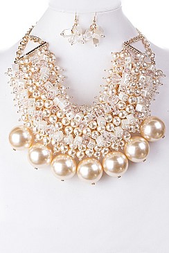 Lush Mix Beads Jumbo Pearls Necklace Set