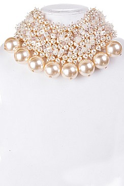 Lush Mix Beads Jumbo Pearls Necklace Set