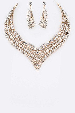 CRYSTAL ADORNED COLLAR STATEMENT NECKLACE SET