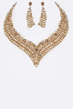 CRYSTAL ADORNED COLLAR STATEMENT NECKLACE SET