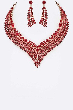 CRYSTAL ADORNED COLLAR STATEMENT NECKLACE SET