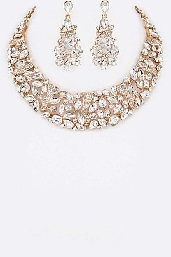 COLORED CRYSTAL COLLAR NECKLACE SET