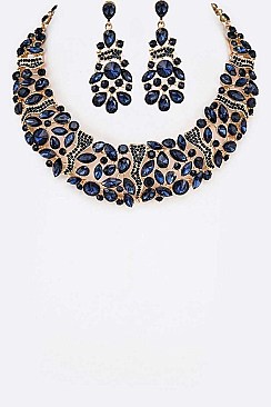 COLORED CRYSTAL COLLAR NECKLACE SET