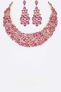 COLORED CRYSTAL COLLAR NECKLACE SET
