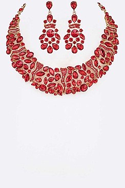 COLORED CRYSTAL COLLAR NECKLACE SET