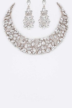 COLORED CRYSTAL COLLAR NECKLACE SET
