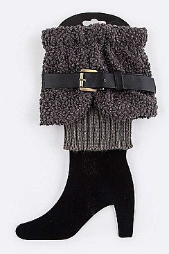 Buckled Plush Boot Toppers LA-BT264X148DD